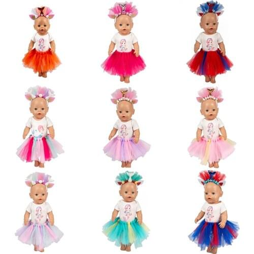 2019 New 3pcs dress Doll Clothes Fit 17 inch 43cm Doll Clothes Born Baby Dress For Baby Birthday Fistival Gift