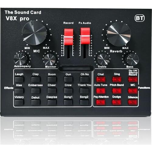 V8X PRO USB 5.0 Audio Sound Card USB External Headset Microphone Webcast Live Broadcast Sound Card Adapter for PC Phone Computer