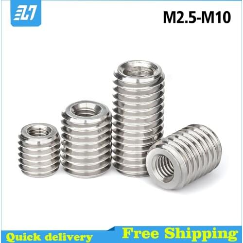 Inside Outside Thread Adapter Screw Wire Thread Insert Sleeve Conversion Nut Coupler Convey 304 Stainless SteelM2.5M3M4M5M6M8M10