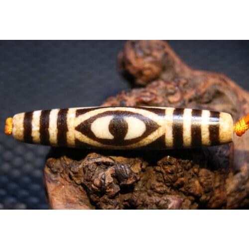 Magic Power Energy Tibetan Old Agate Nirvana 2 Phoenix Eye Long Master dZi Bead Amulet Pendant LKbrother Talisman UPD210202A4