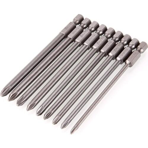 High Quality 9Pcs/Set Hex Shank 1/4" S2 Steel 100mm Long Magnetic Cross Head Screwdriver Screw Driver Drill Bits Set #246981