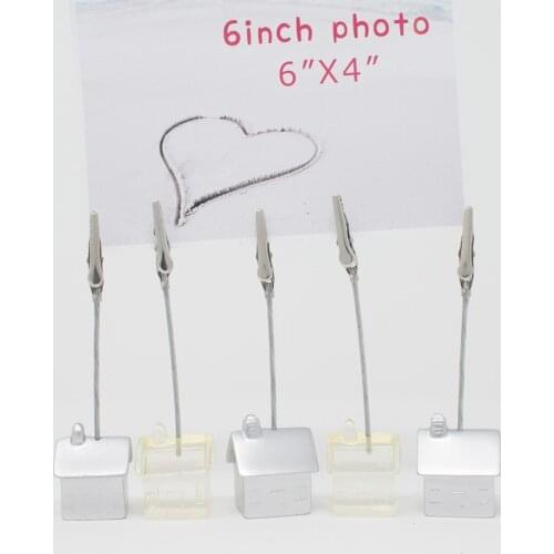 Lot 5pcs Home Base Alligator Wire Photo Clip,House Stand Memo Holder,Note Clamp,Wedding Table Place,Family Picture Display