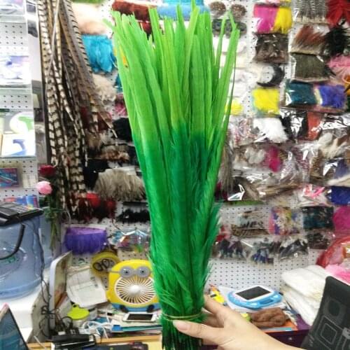 100 Pcs Green Double Color Pheasants Feathers 16-18inch/40-45cm Stage Performances Decoration Clothing Accessories