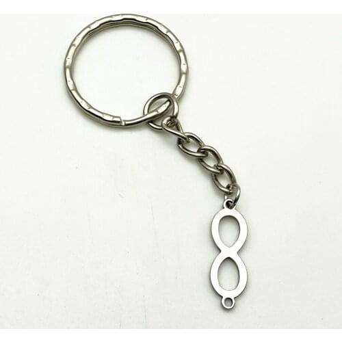 5pcs/lot Stainless steel Figure Key Chain infinite love Charm Men Design Key Split Ring shiny pendant Keychains Diy Jewelry Make