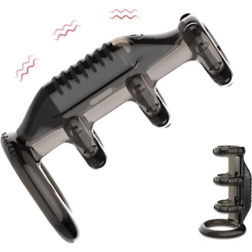 Ejaculation Delay Cock Sleeve Strap On Dildo G spot Stimulator Bullet Vibrator Dick Enlargement Extender Penis Vibrating Ring