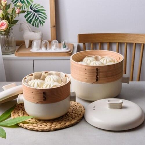 Double-layer Steamer Ceramic Casserole Kitchen High Temperature Resistan Steamer Casserole Steamer Stew Pot Cooking Pot