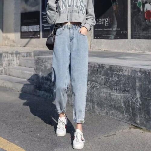 Jeans Womens Loose Spring Korean Light Color High Waist Was Thin Harlan Spring Womens Daddy Carrot Pants