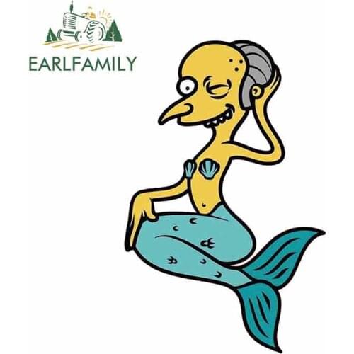 EARLFAMILY 13cm x 8.6cm Funny Mermaid Cartoon Car Stickers Vinyl Car Wrap Decal for JDM SUV RV Sunscreen Decoration