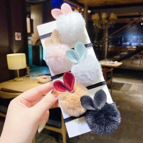 FACEINS Head Rope Female Korean Rabbit Hair Rope Rubber Band Tie Scalp Leather Sleeve Simple Plush Rabbit Ears Hair Ring Jewelry