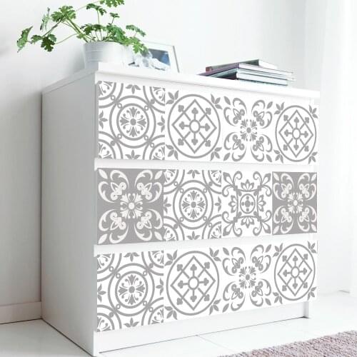 Funlife 21x100cmx7pcs Gray Moroccan DIY Retro Stair Sticker Self adhesive Kitchen Bathroom Tile Sticker Functional Wall Sticker