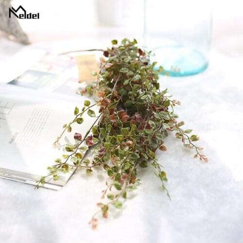 Artificial Gold Silver Leaves Vine Plastic Wall Hanging Plant Rattan for Home Garden Party Wedding Decor Greenery Fake Plants