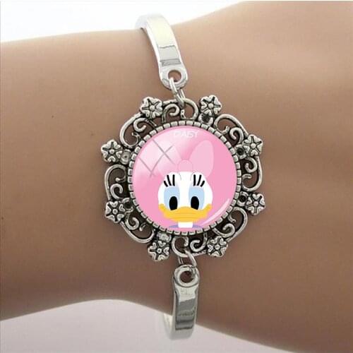 Disney Daisy Lace Bracelet Donald Duck Picture Cabochon Bracelet Dome Bracelet Daisy Photo Glass Bracelet