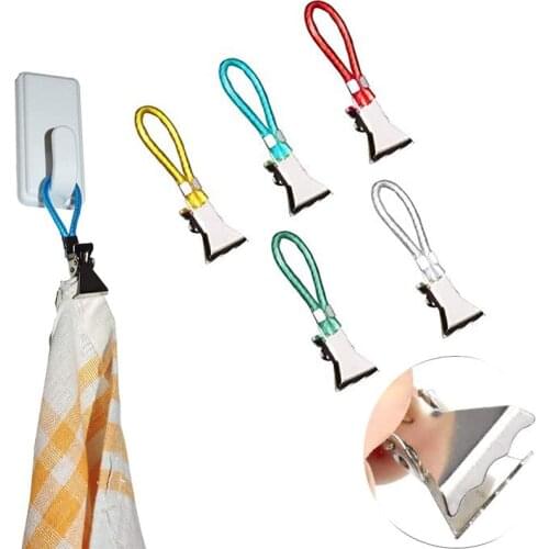 Kitchen Hanging Clips Metal Towel Clips Hanging Clips with Hooks for Home Bathroom Cupboards
