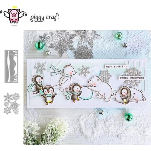 Piggy Craft metal cutting dies cut die mold Snowflakes Snow Slope Frame Scrapbook paper craft knife mould blade punch stencils