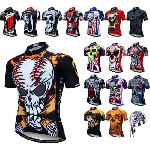 Mens Cycling Jersey Short Sleeve 2021 Bicycle Clothing MTB Bike Jersey Ropa ciclismo Skull Cycling Clothing Shirt Top Maillot
