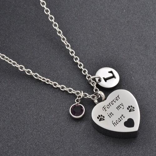Forever in my Heart Cremation Urn Necklace Memorial Jewelry Stainless steel Ashes Keepsake Urn Pendant