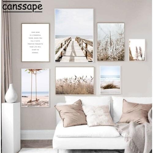 Natural Scenery Posters And Prints Reed Hay Poster Sea Print Scandinavian Canvas Painting Nordic Pictures Living Room Decor