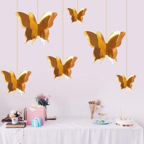 Nordic Three-dimensional Butterfly Pendant Indoor Outdoor Balcony Party Decoration Home high quality mirror paper material
