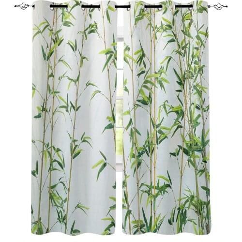 Green Bamboo Simple Blackout Curtains For Living Room Bedroom Window Treatment Blinds Drapes Kitchen Curtains