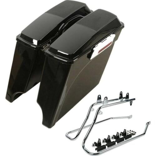 Motorcycle 5'' Stretched Hard Saddlebags Speaker Lid+Conversion Brackets For HARLEY Heritage Softail and Deluxe 1986-2017