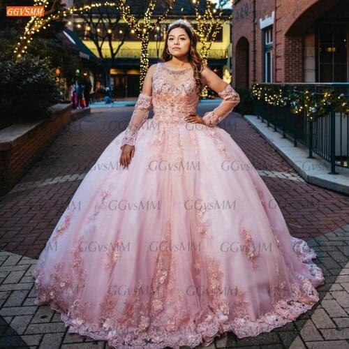 Luxury Pink Wedding Dress O Neck Lace Up robe de mariée 2021 Chic Appliqued Bridal Gowns For Women Custom Made vestido casamento