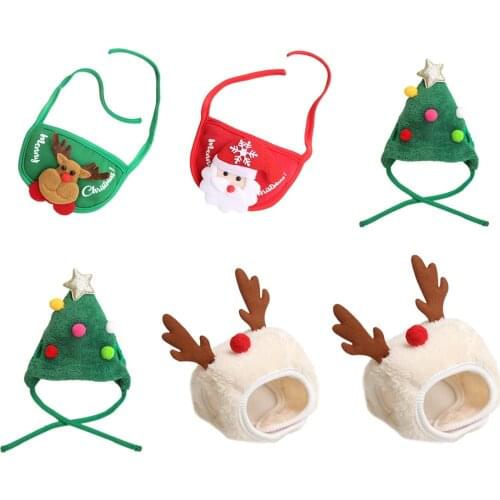 Christmas Warm Dog Winter Decorative Clothes Pet Scarf Hat Collar Bib Dress up Costume Outfit Cospaly Pet Festival Supply
