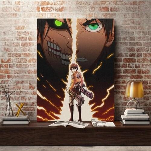 Self-adhesive Wall Sticker Eren Jaeger Attack On Titan Home Decoration Paintings Anime Poster Wall Art Living Room Decoration