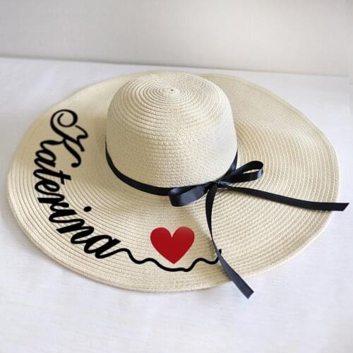 Personalized Handmade Weave Womens Sun Hat Wedding Bridal Party Gifts Large Brim Straw Hat Outdoor Beach Hat Summer Caps