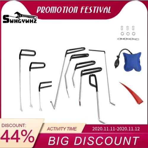 Dent Removal Rods Tools Fish Tail Style Rods with Air Wedge for Door Dings Hail Repair and Dent Removal Repair