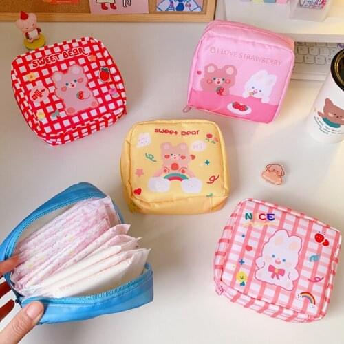 Sanitary Pad Storage Bag Large Capacity Sanitary Napkin Bags Wallet Bag With Zipper Portable Purse Makeup Sundries Storage Bags