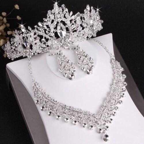 Wedding Accessories Bridal Headwear Headpieces for Woman Hair for Wedding Bridal Three-piece Wedding Headdress Necklace ROM80326