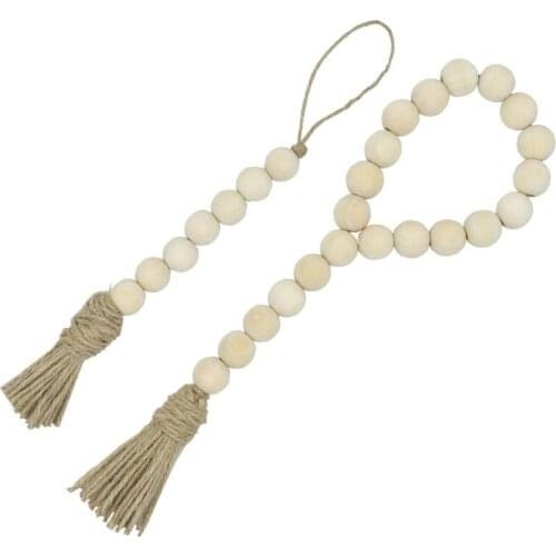 Tassle Farmhouse Beads Natural Wood Bead Garland Kids Baby Nursery Room Decor