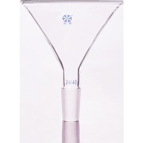 Triangle funnel,D. 50mm/75mm/90mm/100mm/120mm/150mm/180mm/210mm/240mm/300mm,Triangle feeding funnel,Thick-walled,joint 24/40