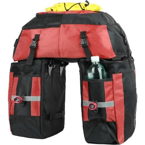 Rhinowalk 70L Cycling Bag Basket Bicycle Bag 3 in 1 Bike Big Capacity Rear Rack Tail Seat Trunk Bag Pannier Pack Red