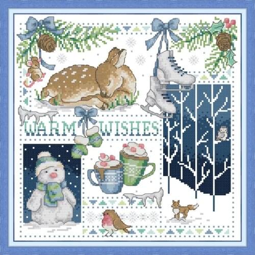 Joy Sunday New Clear Patten Christmas Reindeer11&14CT Cross Stitch Embroidery Needlework for Home Decor Kits Handmade DIY Gift