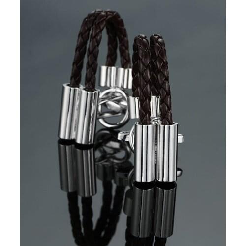 Brown cowhide rope Cufflinks brand new fashion jewelry Cufflinks mens wedding shirt suit pin badge button gifts