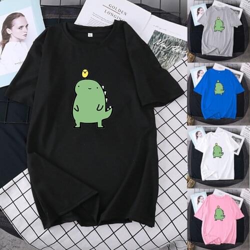 Women O-Neck Casual Short Sleeves Dinosaur Print Shirts Top Tshirts 2021 S~3XL Casual Fashion All-Match mujer camisetas F