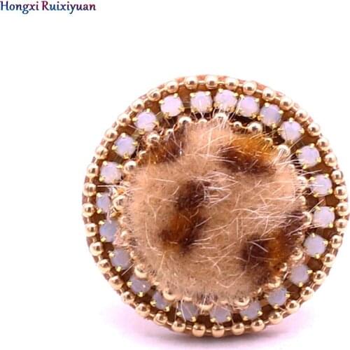 Fashion ring rhinestone wrap round leopard skin rings for women charm adjustable ring fashion party wedding wild jewelry