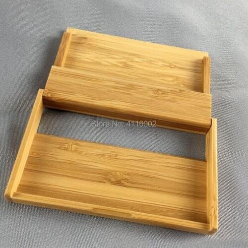 100pcs Business Card Box Small Bamboo Case Storage Box Holder for Credit Card VIP Gift Card Home Office Organizer