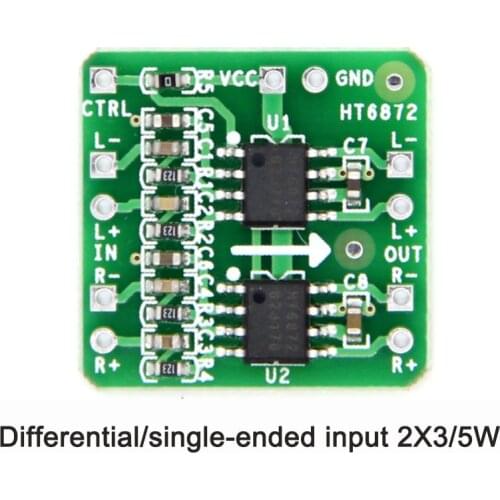 2x3W Digital Class D Audio Power Amplifier HT6872 Differential Input 3.6-6.5V Differential Power Amplifier Board