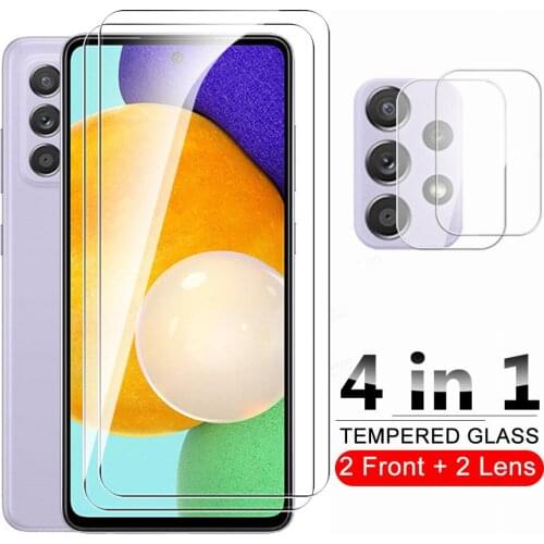 4in1 Camera Tempered Glass For Samsung Galaxy A52 A22 A32 A72 A 22 52 32 02 11 12 21S 51 71 31 Screen Protector Protective Film