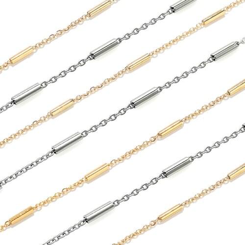 5Pcs/Lot Stainless Steel Width 1.5mm Satellite Cable Link with Pipe Chain Necklace DIY For Men Women Jewelry Making Findings