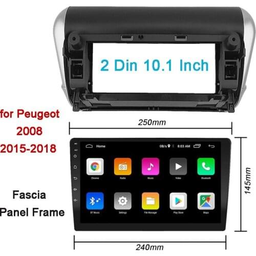 ABS Plastic Fascia Panel Frame Car Radio Installation Fit for Peugeot 2008 2015~2018 DVD GPS MP5 2 Din 10.1 Inch Dash Mount Kit