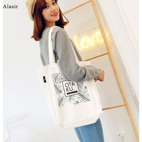 Alasir Korean Style Women Canvas Bag ins Printing Large Shopping Bag Cotton Eco Bag Girl Casual Tote Handbag Canvas School Bag