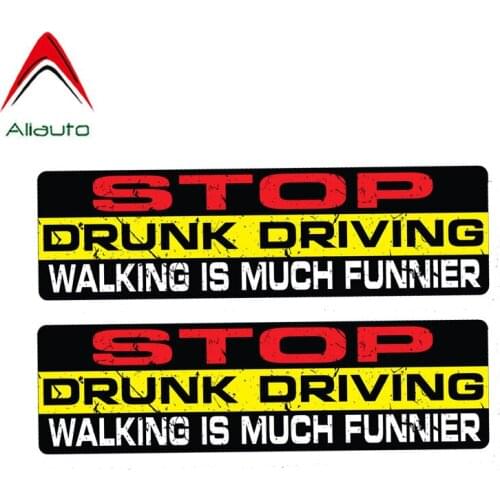 Aliauto 2 X Funny Car Stickers Personality Stop Drunk Driving Walking Is Much Funnier Warning Accessories PVC Decal,15cm*4cm