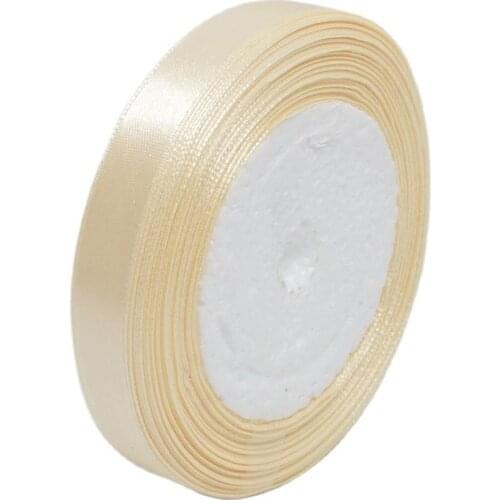 25yards 4/8" (12mm) Satin Ribbon Wedding Party Table Anniversary Cake Flower Decorating Ivory Hair jewelry accessories