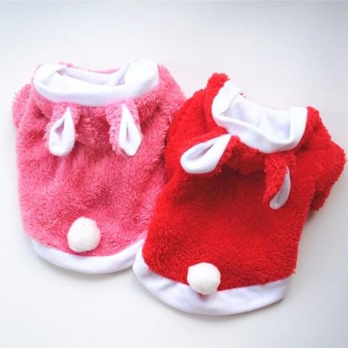Velvet Easter Bunny Coat For Dogs Cat Dog Fleece Warm Rabbit Costume Dressing Up Clothes For Dog Pet Chihuahua Yorkshire Poodle