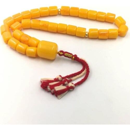 Big Size Tasbih 33 66 99 Resin Beads Ambers color cotton tassels high quality Resin Mans Islam bracelets Muslim rosary