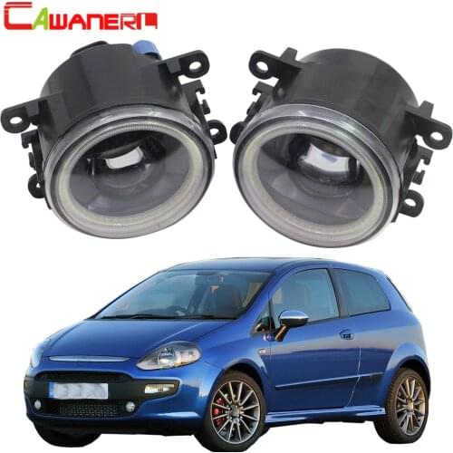 Cawanerl For Fiat Punto Evo 2009-2012 Car H11 LED Lamp 4000LM Fog Light Assembly Angel Eye DRL Daytime Running Light 12V Styling