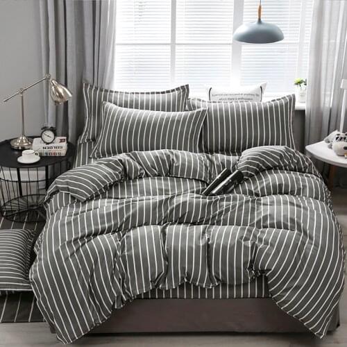 Black White Stripe Simple Double Sided Luxury Comforter Bedding Set Modern King Queen Twin Size Bed Linen Duvet Cover Set